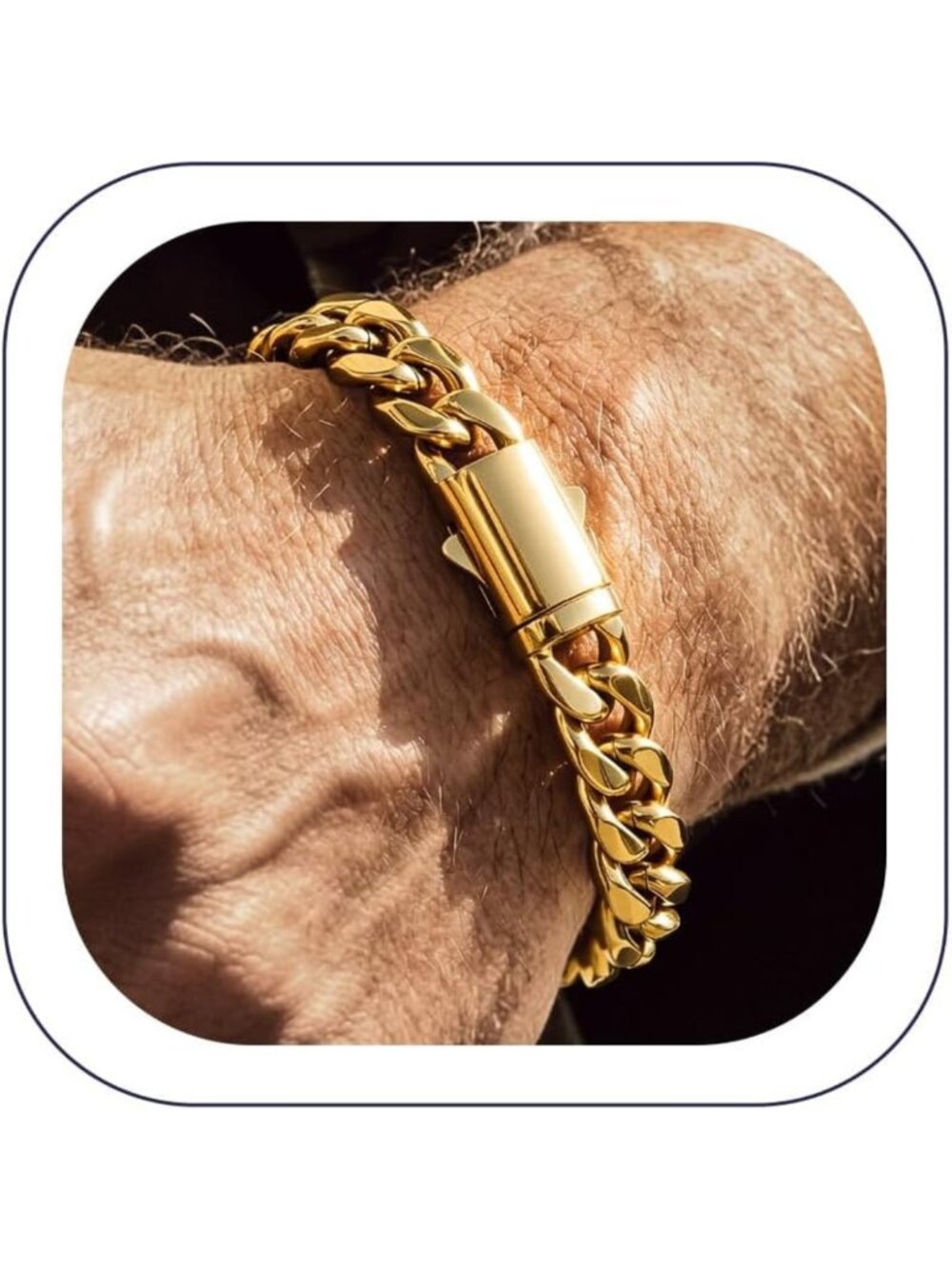 Premium Stainless Steel Miami Cuban Link Bracelet - Silver/Gold Plated, 7.5-9
